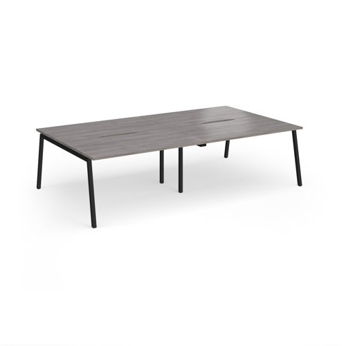 Connex Angled 2800 x 1600 x 725mm Back to Back Desk (4 x 1400mm) - Black Frame / Grey Oak Top