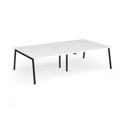 Connex Angled 2800 x 1600 x 725mm Back to Back Desk (4 x 1400mm) - Black Frame / White Top