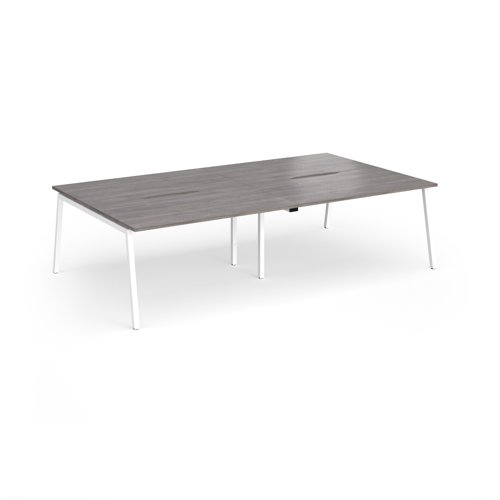 Connex Angled 2800 x 1600 x 725mm Back to Back Desk (4 x 1400mm) - White Frame / Grey Oak Top