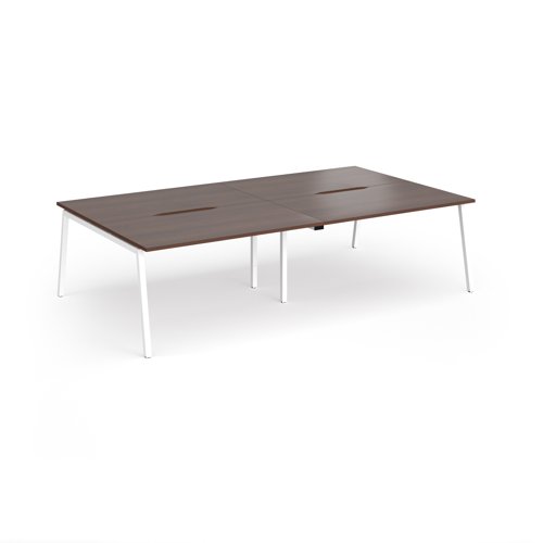 Connex Angled 2800 x 1600 x 725mm Back to Back Desk (4 x 1400mm) - White Frame / Walnut Top
