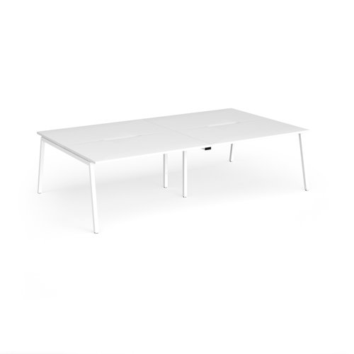 Connex Angled 2800 x 1600 x 725mm Back to Back Desk (4 x 1400mm) - White Frame / White Top