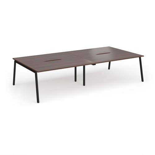 Connex Angled 3200 x 1600 x 725mm Back to Back Desk (4 x 1600mm) - Black Frame / Walnut Top