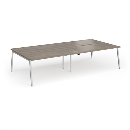 Connex Angled 3200 x 1600 x 725mm Back to Back Desk (4 x 1600mm) - Silver Frame / Nebraska Oak Top