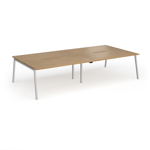 Connex Angled 3200 x 1600 x 725mm Back to Back Desk (4 x 1600mm) - Silver Frame / Oak Top