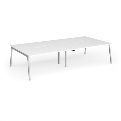 Connex Angled 3200 x 1600 x 725mm Back to Back Desk (4 x 1600mm) - Silver Frame / White Top