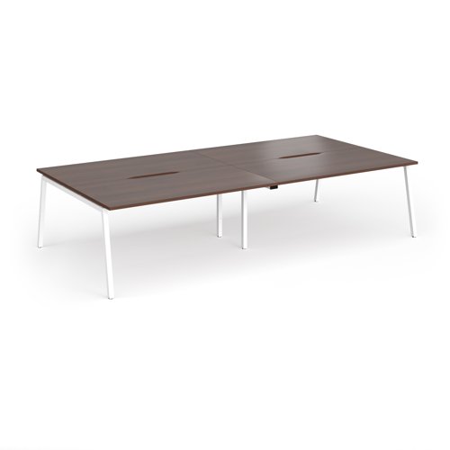 Connex Angled 3200 x 1600 x 725mm Back to Back Desk (4 x 1600mm) - White Frame / Walnut Top