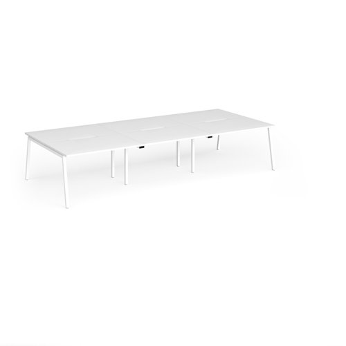 Connex Angled 3600 x 1600 x 725mm Back to Back Desk (6 x 1200mm) - White Frame / White Top