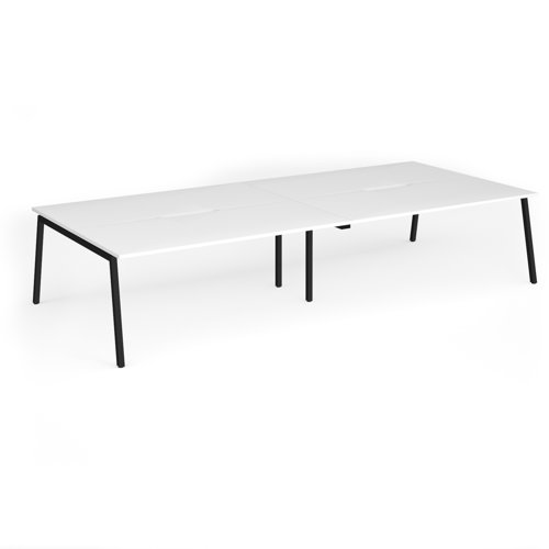 Connex Angled 3600 x 1600 x 725mm Back to Back Desk (4 x 1800mm) - Black Frame / White Top