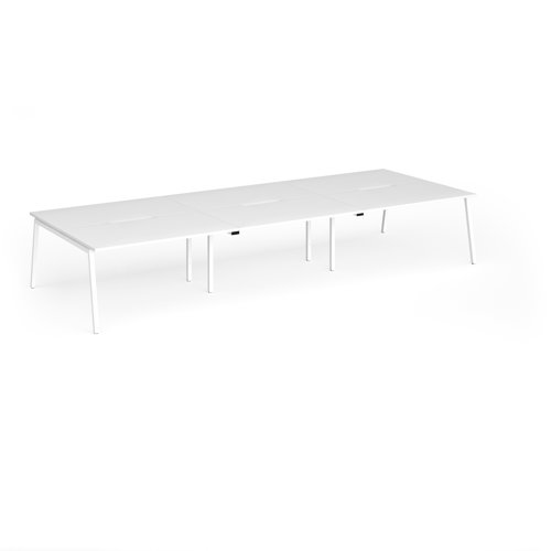 Connex Angled 4200 x 1600 x 725mm Back to Back Desk (6 x 1400mm) - White Frame / White Top