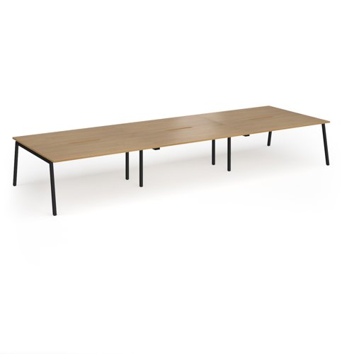 Connex Angled 4800 x 1600 x 725mm Back to Back Desk (6 x 1600mm) - Black Frame / Oak Top
