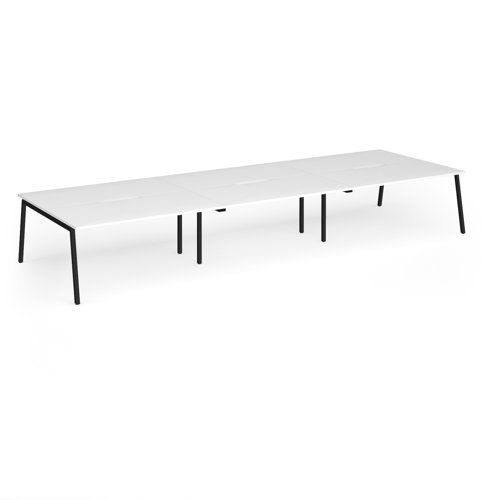 Connex Angled 4800 x 1600 x 725mm Back to Back Desk (6 x 1600mm) - Black Frame / White Top