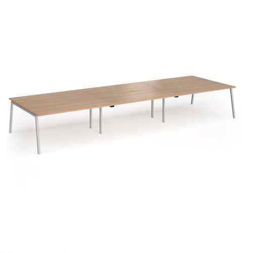Connex Angled 4800 x 1600 x 725mm Back to Back Desk (6 x 1600mm) - Silver Frame / Beech Top