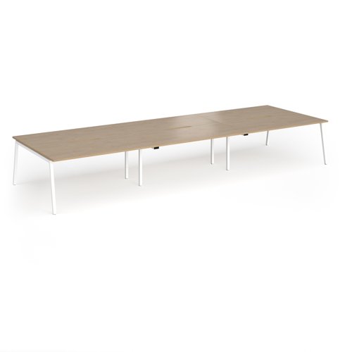 Connex Angled 4800 x 1600 x 725mm Back to Back Desk (6 x 1600mm) - White Frame / Kendal Oak Top