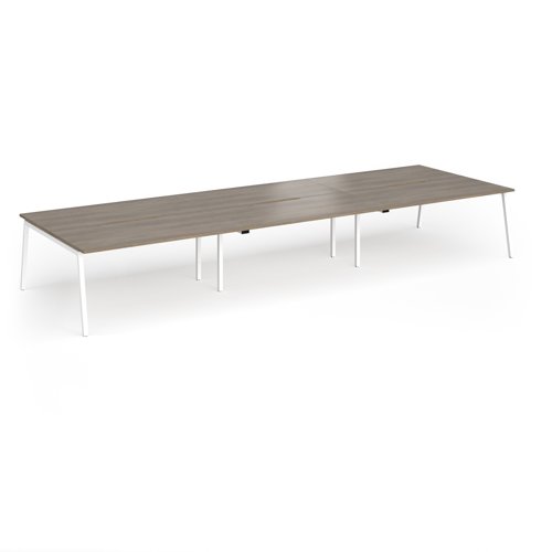 Connex Angled 4800 x 1600 x 725mm Back to Back Desk (6 x 1600mm) - White Frame / Nebraska Oak Top