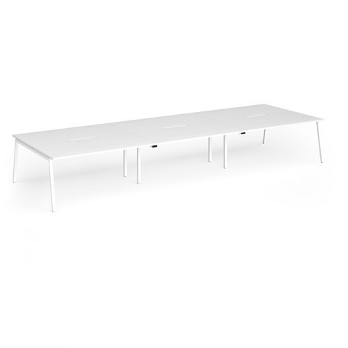 Connex Angled 4800 x 1600 x 725mm Back to Back Desk (6 x 1600mm) - White Frame / White Top