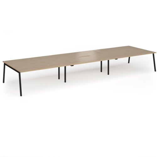 Connex Angled 5400 x 1600 x 725mm Back to Back Desk (6 x 1800mm) - Black Frame / Kendal Oak Top