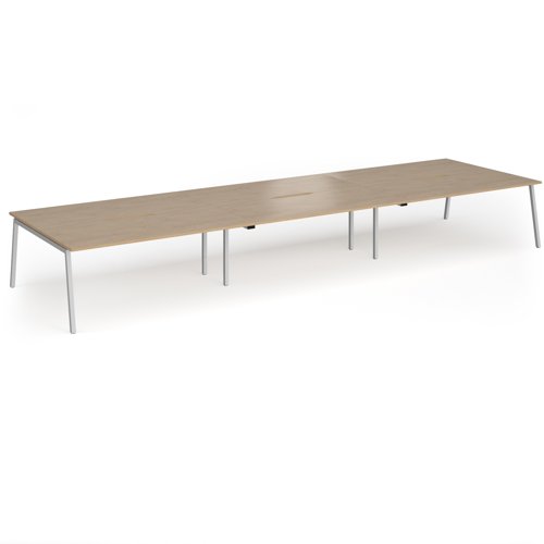 Connex Angled 5400 x 1600 x 725mm Back to Back Desk (6 x 1800mm) - Silver Frame / Kendal Oak Top