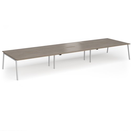 Connex Angled 5400 x 1600 x 725mm Back to Back Desk (6 x 1800mm) - Silver Frame / Nebraska Oak Top