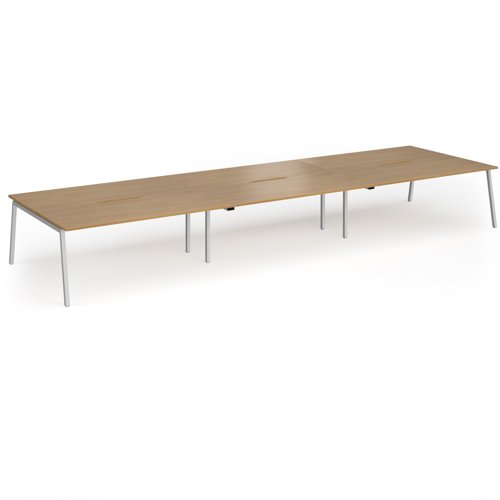 Connex Angled 5400 x 1600 x 725mm Back to Back Desk (6 x 1800mm) - Silver Frame / Oak Top