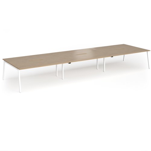 Connex Angled 5400 x 1600 x 725mm Back to Back Desk (6 x 1800mm) - White Frame / Kendal Oak Top