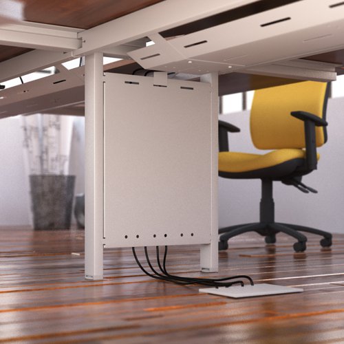 Adapt mass vertical cable riser for intermediate bench leg - silver Desk Components EDCR-S