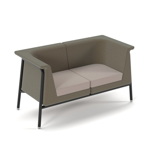 Addison two seater sofa with black metal frame and legs - made to order