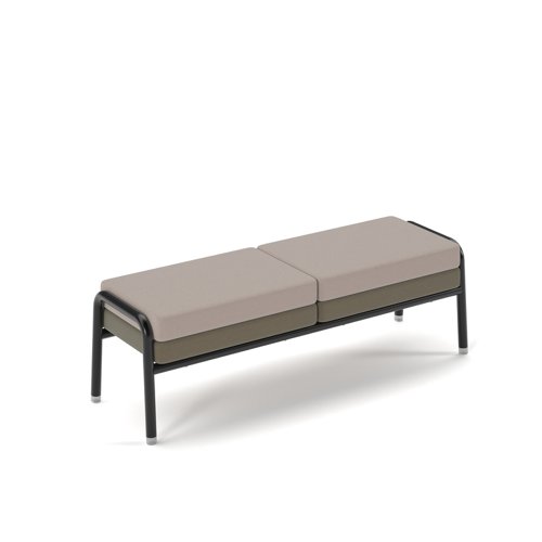 Addison two seater bench with black metal frame and legs - made to order