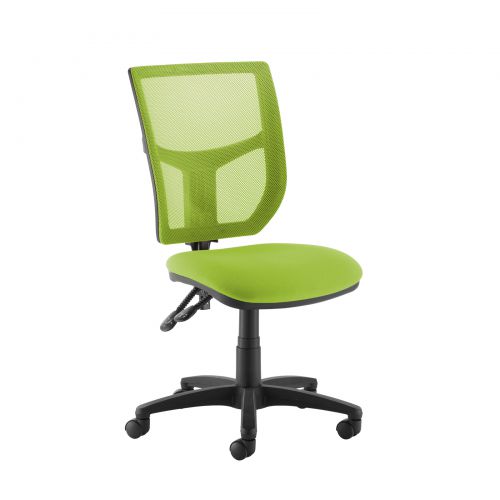 Altino coloured mesh back operators chair with no arms - green mesh and fabric seat