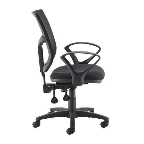 Altino mesh back PCB operator chair with fixed arms - black | AH11-000-BLK | Dams International