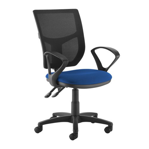 Altino mesh back PCB operator chair with fixed arms - blue