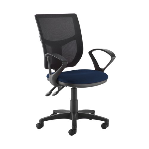 Altino 2 lever high mesh back operators chair with fixed arms - Costa Blue