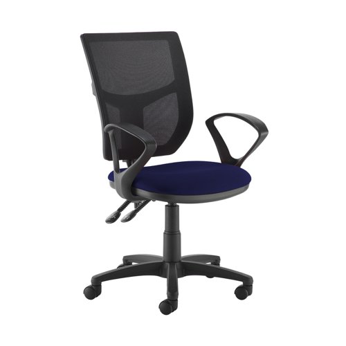 Altino 2 lever high mesh back operators chair with fixed arms - Ocean Blue