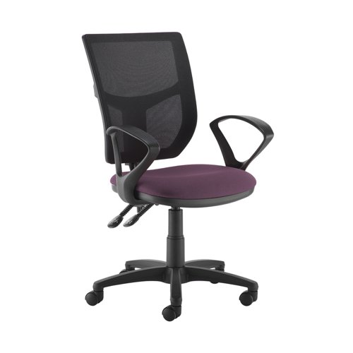 Altino 2 lever high mesh back operators chair with fixed arms - Bridgetown Purple