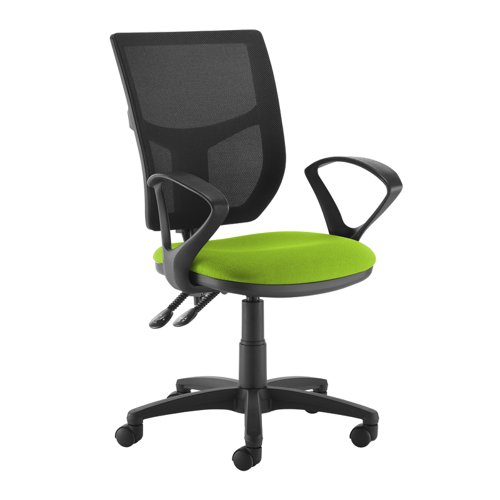 Altino 2 lever high mesh back operators chair with fixed arms - Madura Green