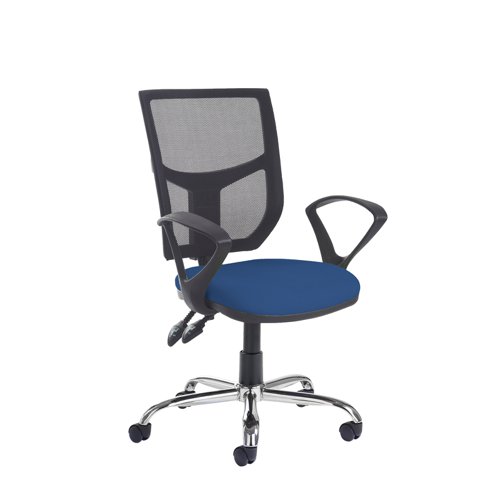 Altino mesh back PCB operator chair with fixed arms and chrome base - made to order