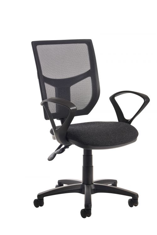 Altino Mesh Back Operators Chair with Fixed Arms - Black (AH11-000-BLK)