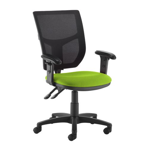 Altino 2 lever high mesh back operators chair with adjustable arms - green