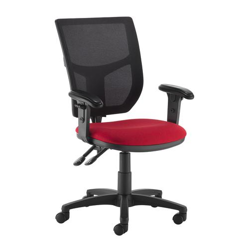 Altino 2 lever high mesh back operators chair with adjustable arms - red