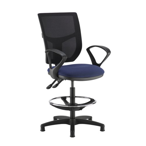 Altino mesh back draughtsmans chair with fixed arms - made to order