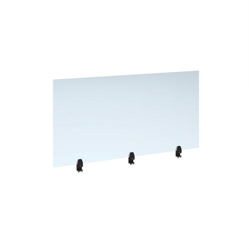 Straight high desktop acrylic screen with black brackets 1400mm x 700mm