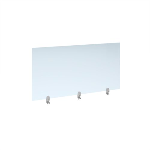 Straight high desktop acrylic screen with white brackets 1400mm x 700mm