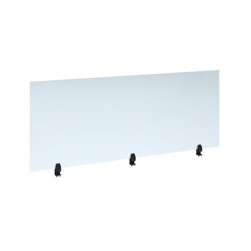 Straight high desktop acrylic screen with black brackets 1800mm x 700mm