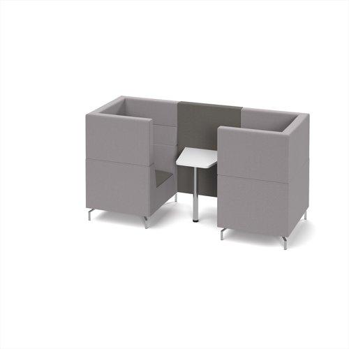 Alban Pod 2人会议摊位与白色桌子 - 现在的灰色座椅和后背，预测灰色沙发身体