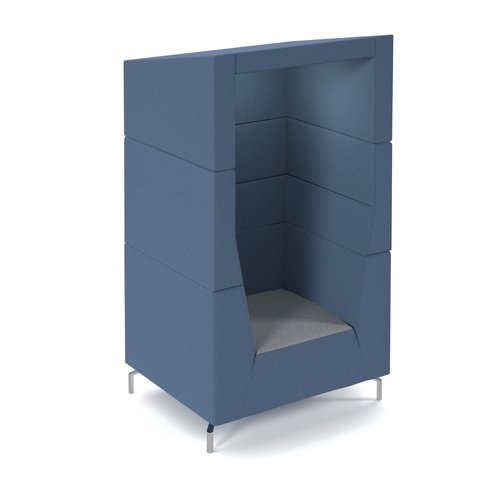 Alban Top single seater high sofa with canopy and touch light - late grey seat with range blue back