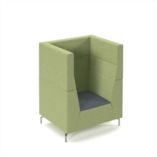Alban high back single seater sofa with chrome legs - elapse grey seat with endurance green back