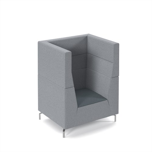 Alban high back single seater sofa with chrome legs - elapse grey seat with late grey back