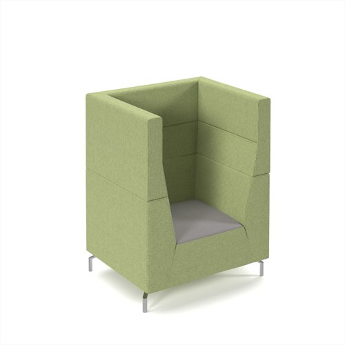 Alban high back single seater sofa with chrome legs - forecast grey seat with endurance green back
