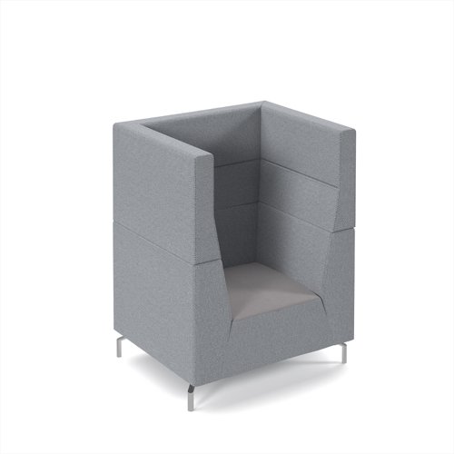 Alban high back single seater sofa with chrome legs - forecast grey seat with late grey back