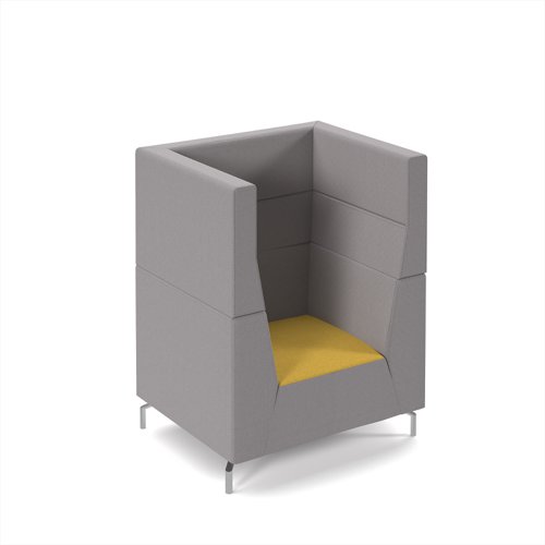 Alban high back single seater sofa with chrome legs - lifetime yellow seat with forecast grey back