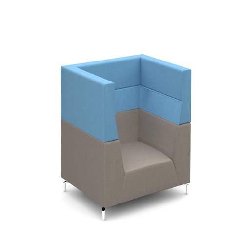 Alban high back single seater sofa with chrome legs